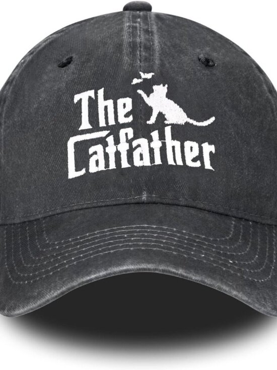 Women\'s Embroidery Adjustable Washed Distressed Trucker Hat Baseball Cap Cat Da main image 5